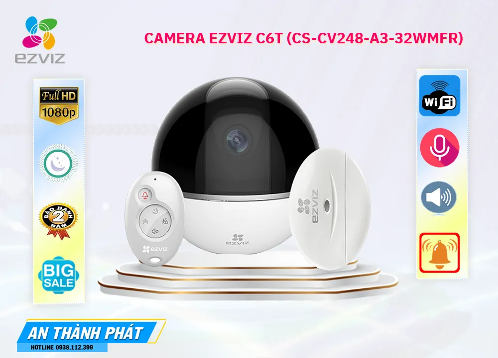Camera Wifi Ezviz C6T With RF,CS-CV248-A3-32WMFR(APEC)(Bundel) Giá Khuyến Mãi,CS-CV248-A3-32WMFR(APEC)(Bundel) Giá