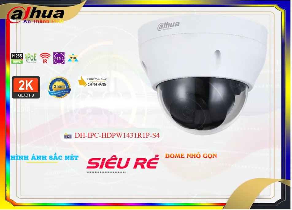 Camera Dahua DH-IPC-HDPW1431R1P-S4,Giá DH-IPC-HDPW1431R1P-S4,phân phối DH-IPC-HDPW1431R1P-S4,DH-IPC-HDPW1431R1P-S4Bán
