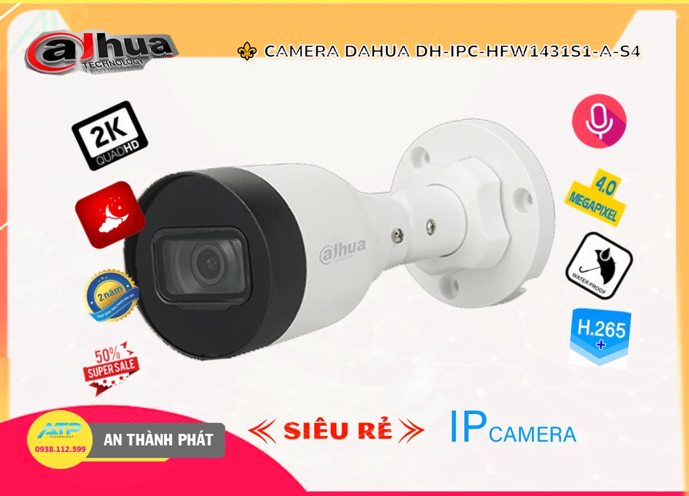 Camera Dahua DH-IPC-HFW1431S1-A-S4,Giá DH-IPC-HFW1431S1-A-S4,phân phối DH-IPC-HFW1431S1-A-S4,DH-IPC-HFW1431S1-A-S4Bán