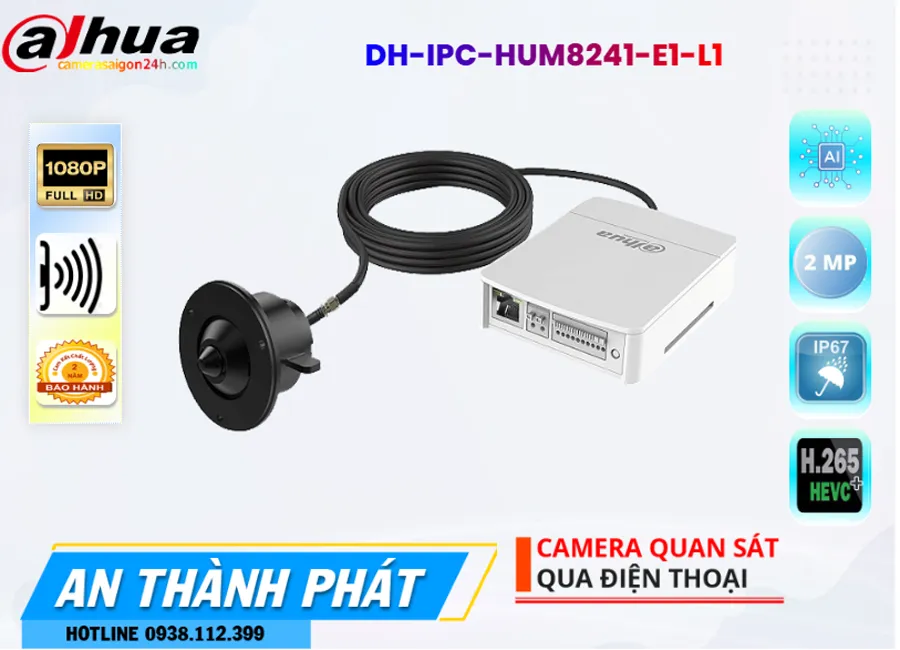 Camera Dấu Kín Dahua DH,IPC,HUM8241,E1,L1,DH IPC HUM8241 E1 L1,Giá Bán DH,IPC,HUM8241,E1,L1 sắc nét Dahua