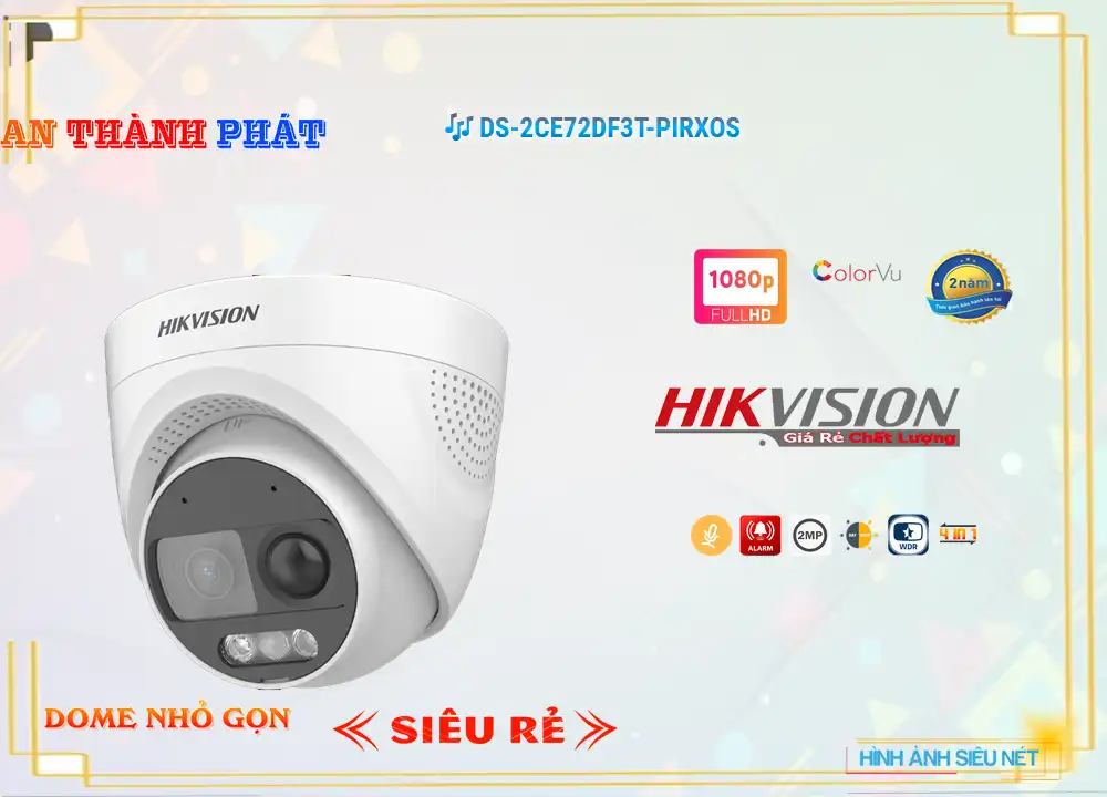 DS 2CE72DF3T PIRXOS,DS-2CE72DF3T-PIRXOS Camera Hikvision Full Color,DS-2CE72DF3T-PIRXOS Giá rẻ,DS-2CE72DF3T-PIRXOS Công