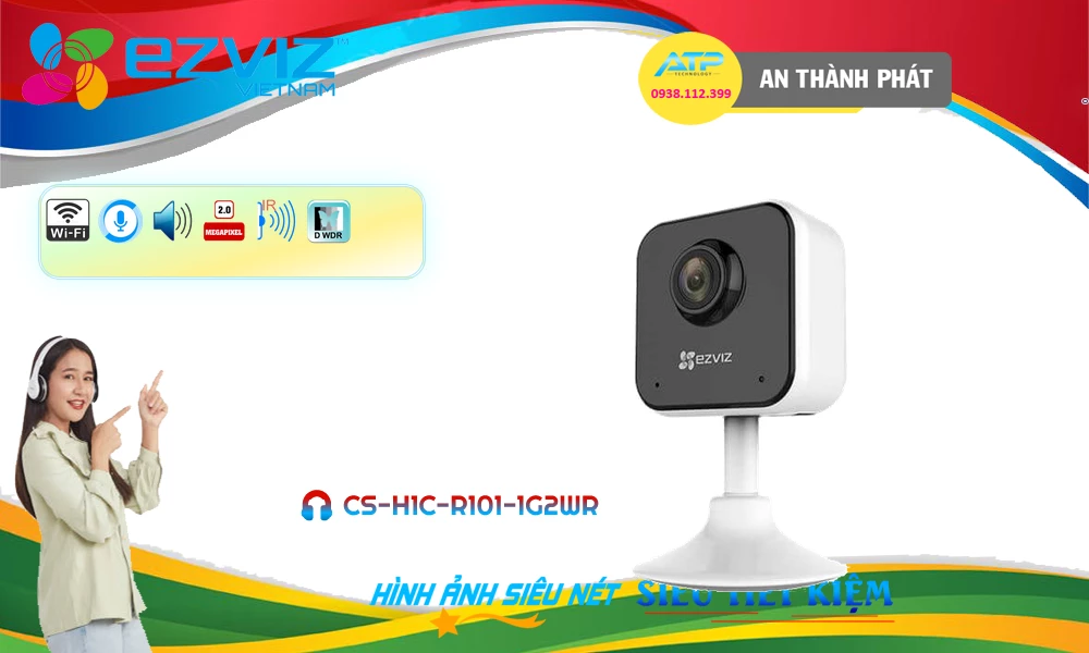 Camera CS-H1c-R101-1G2WR  Wifi Ezviz Thiết kế Đẹp