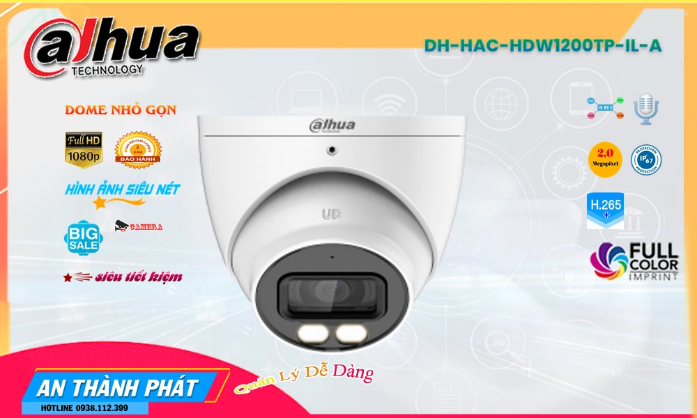 Camera DH-HAC-HDW1200TP-IL-A Thiết kế Đẹp