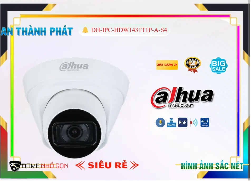 Camera Dahua DH-IPC-HDW1431T1P-A-S4,Giá DH-IPC-HDW1431T1P-A-S4,phân phối