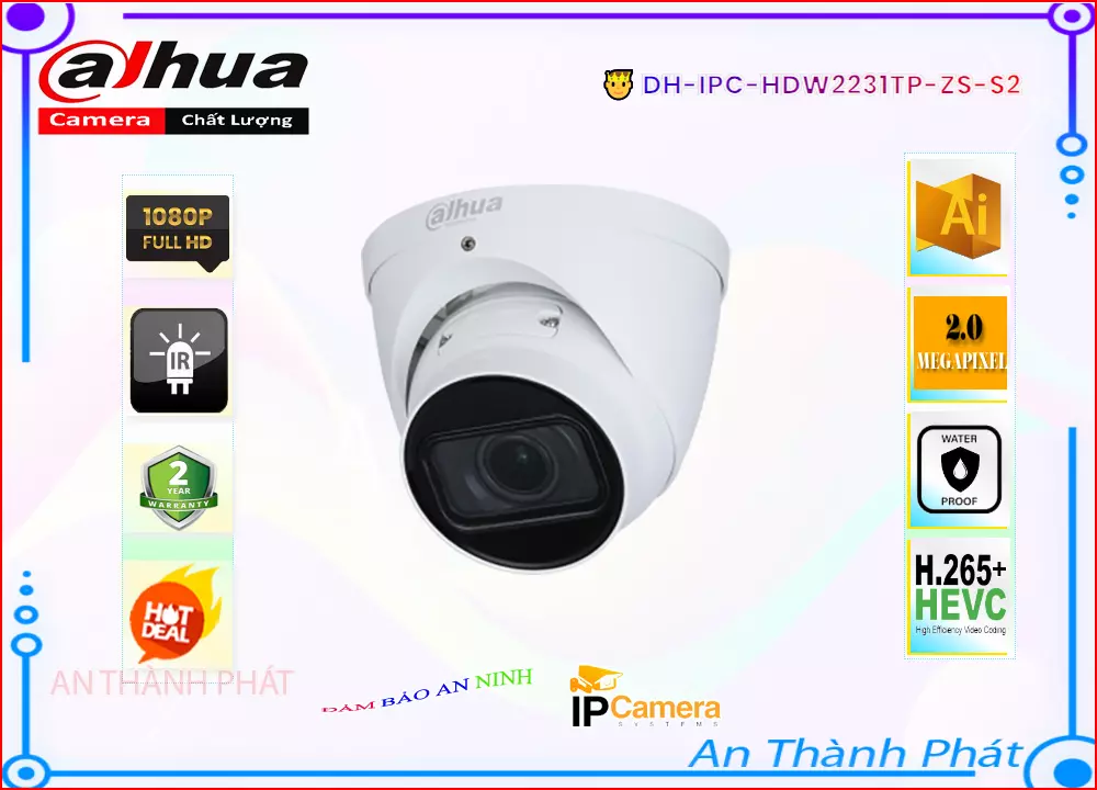 Camera IP Dahua DH-IPC-HDW2231TP-ZS-S2,Giá DH-IPC-HDW2231TP-ZS-S2,DH-IPC-HDW2231TP-ZS-S2 Giá Khuyến Mãi,bán