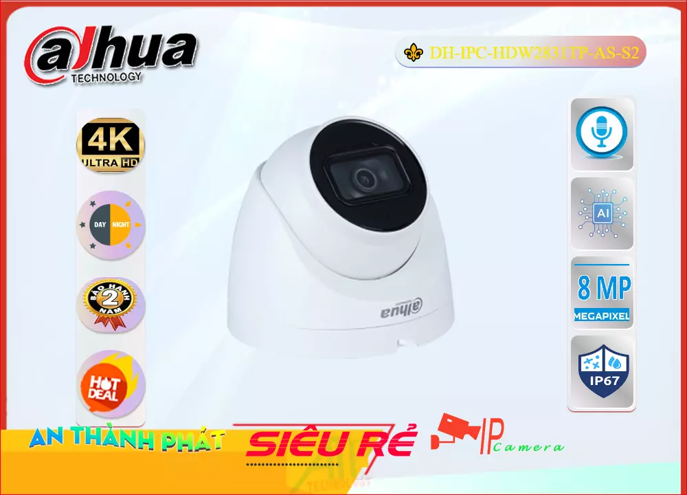Camera IP Dahua DH-IPC-HDW2831TP-AS-S2,Giá DH-IPC-HDW2831TP-AS-S2,phân phối