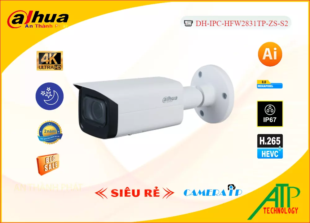 Camera dahua DH-IPC-HFW2831TP-ZS-S2,Giá DH-IPC-HFW2831TP-ZS-S2,DH-IPC-HFW2831TP-ZS-S2 Giá Khuyến Mãi,bán
