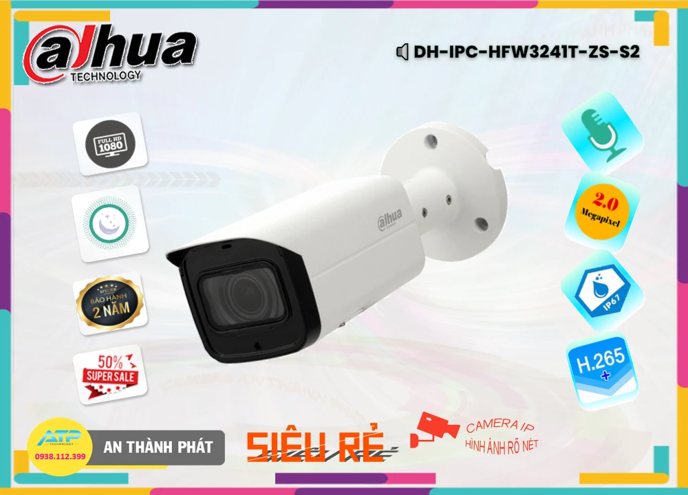 Camera Dahua DH-IPC-HFW3241T-ZS-S2,DH-IPC-HFW3241T-ZS-S2 Giá rẻ,DH IPC HFW3241T ZS S2,Chất Lượng