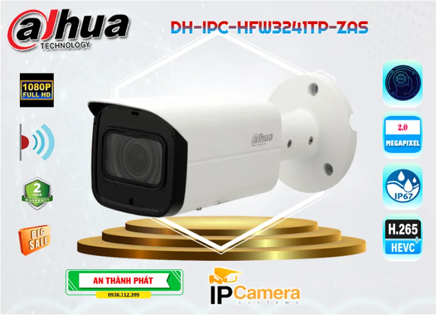 Camera IP Dahua Thân DH-IPC-HFW3241TP-ZAS,DH-IPC-HFW3241TP-ZAS Giá Khuyến Mãi,DH-IPC-HFW3241TP-ZAS Giá