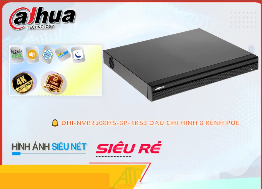 Đầu Ghi Camera DHI-NVR2108HS-8P-4KS3 Dahua giá rẻ chất lượng cao Đầu Ghi Camera DHI-NVR2108HS-8P-4KS3 Dahua giá rẻ chất lượng cao