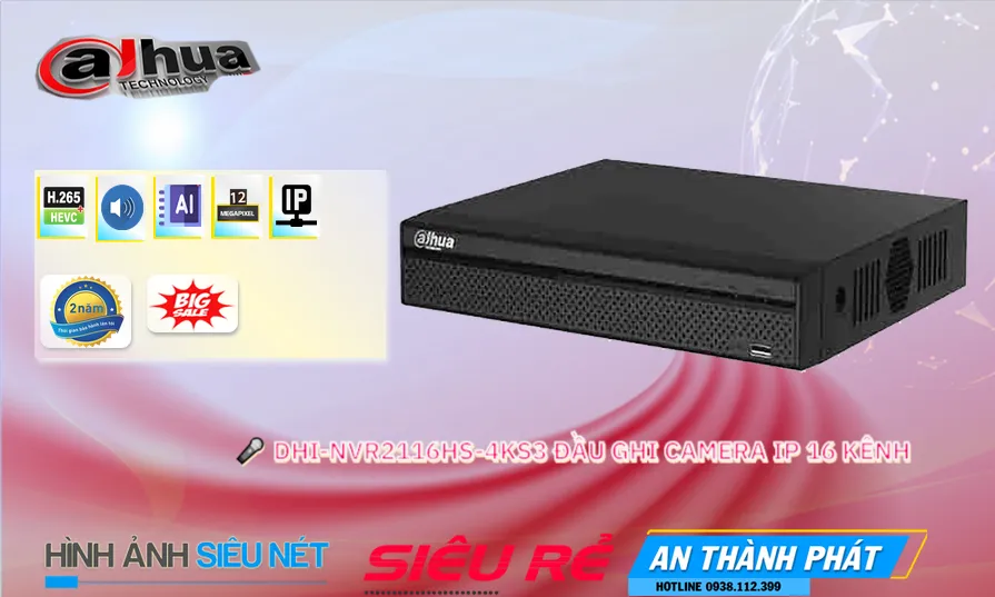 Đầu Thu KTS Dahua DHI-NVR2116HS-4KS3 Giá rẻ