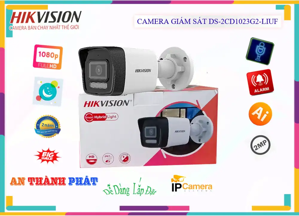 DS-2CD1023G2-LIUF sắc nét Hikvision