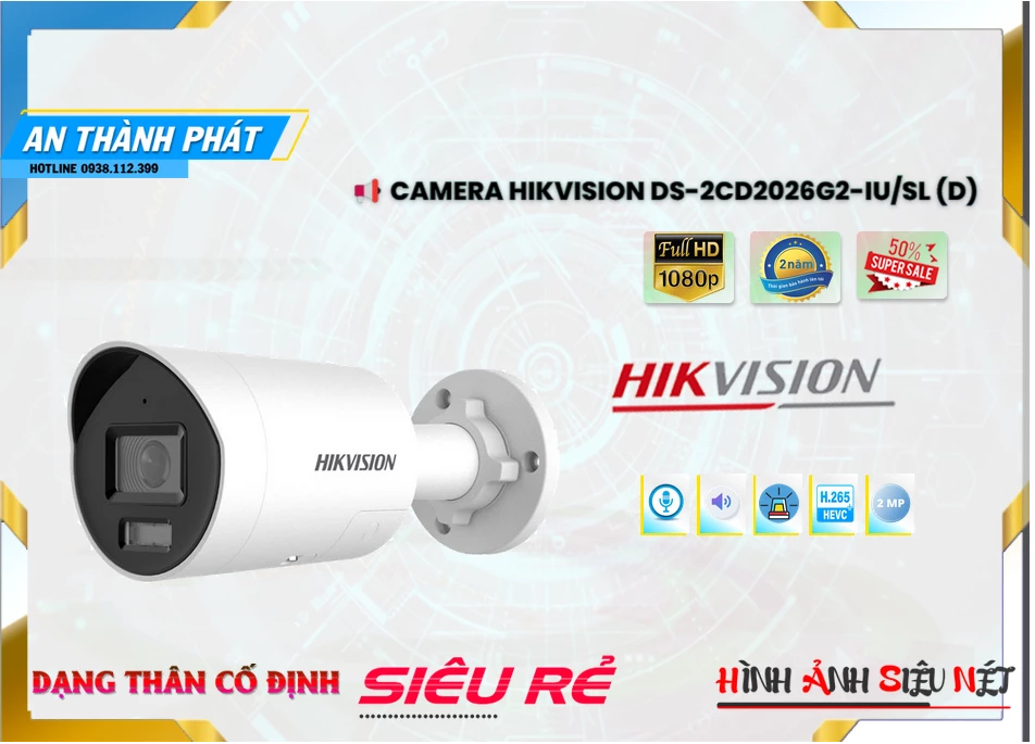 Camera IP Hikvision DS-2CD2026G2-IU/SL(D),Giá DS-2CD2026G2-IU/SL(D),phân phối