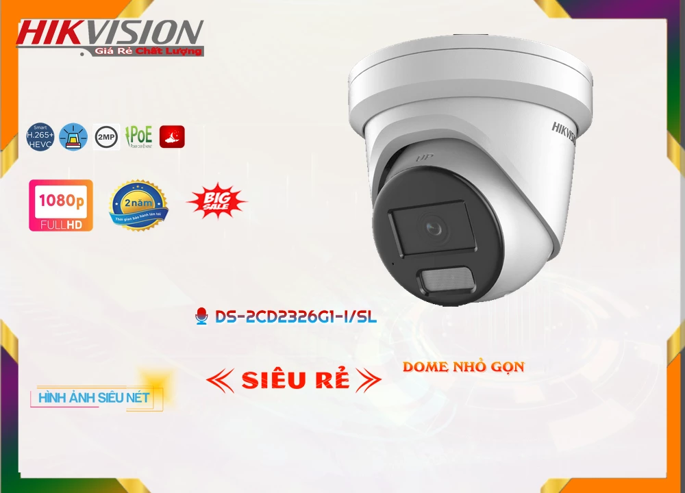Camera Hikvision Báo Động DS-2CD2326G1-I/SL,Giá DS-2CD2326G1-I/SL,DS-2CD2326G1-I/SL Giá Khuyến Mãi,bán