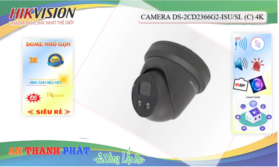 Camera DS-2CD2366G2-ISU/SL(C)  Hikvision Chất Lượng ✨