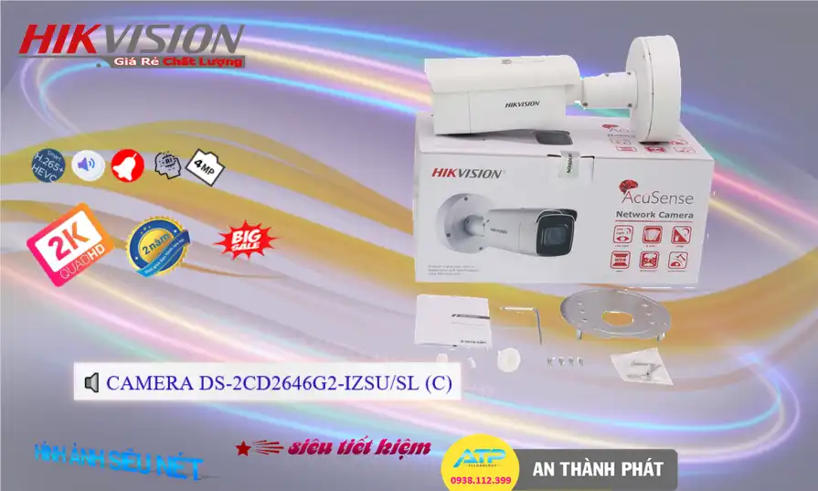 ☑ DS-2CD2646G2-IZSU/SL(C) Camera  Hikvision Thiết kế Đẹp