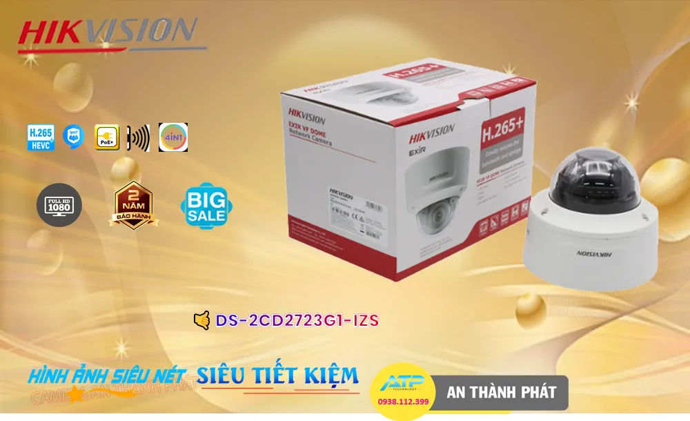 Camera An Ninh  Hikvision DS-2CD2723G1-IZS Sắc Nét