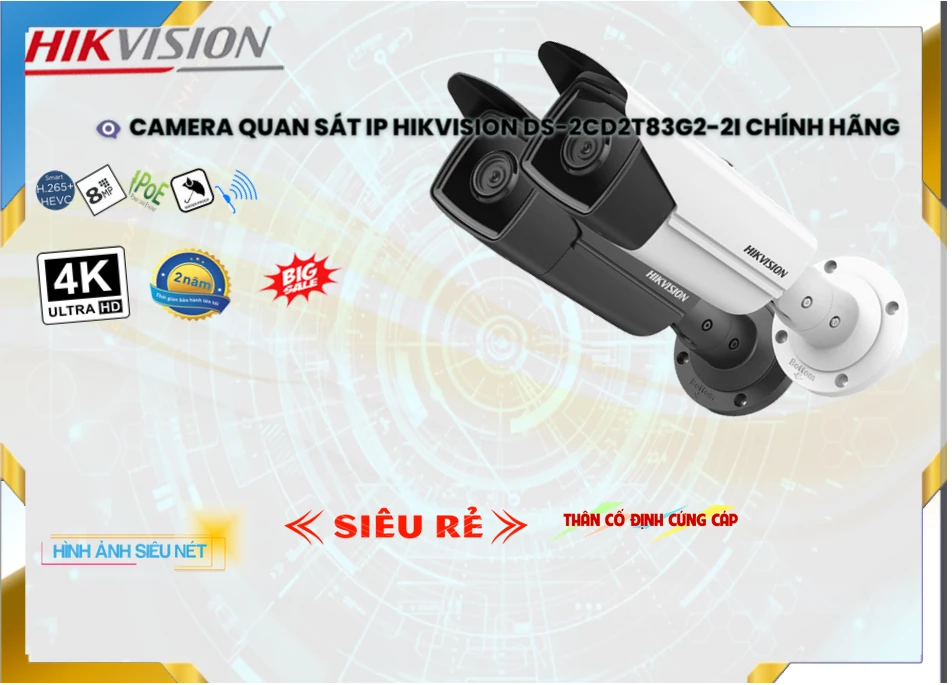 Camera IP Hikvision DS-2CD2T83G2-2I,Giá DS-2CD2T83G2-2I,phân phối DS-2CD2T83G2-2I,DS-2CD2T83G2-2IBán Giá Rẻ,Giá Bán