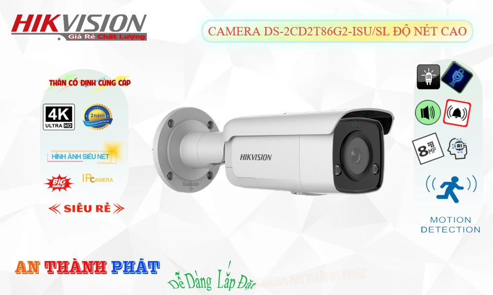 Camera Hikvision Chất Lượng Công Nghệ POE DS-2CD2T86G2-ISU/SL Camera Hikvision Chất Lượng Công Nghệ POE DS-2CD2T86G2-ISU/SL