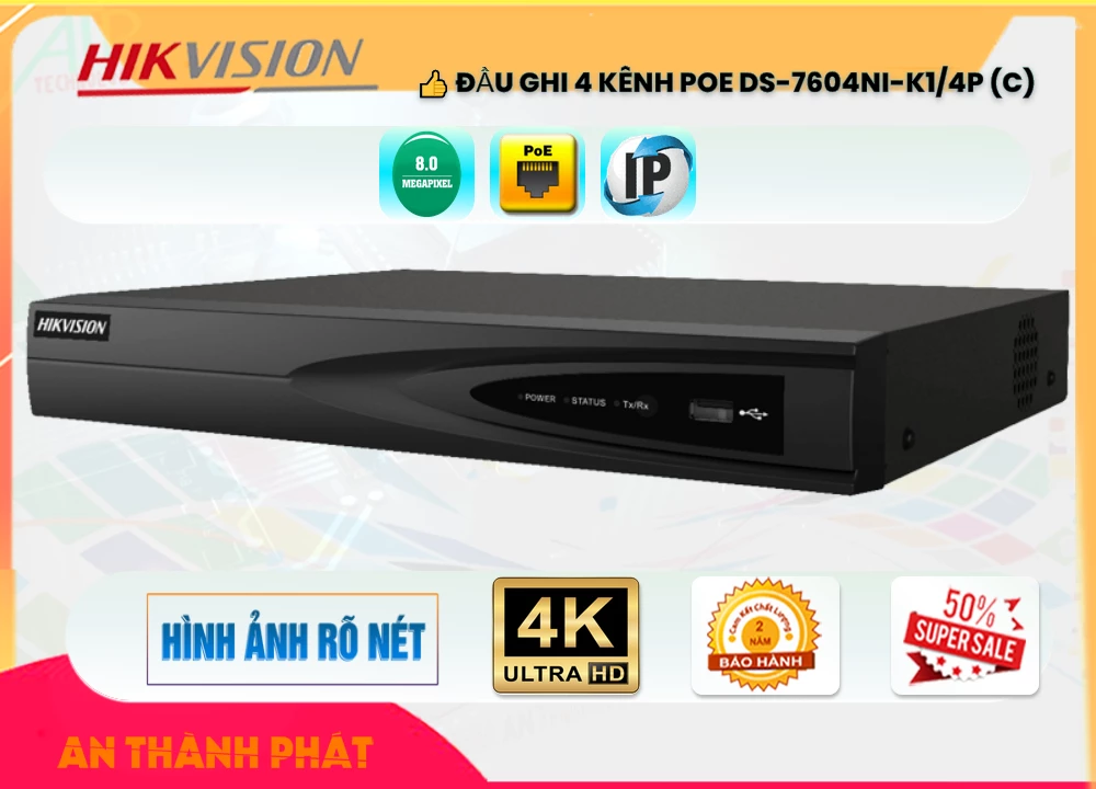 Đầu Ghi Hikvision DS-7604NI-K1/4P(C),DS 7604NI K1/4P(C),Giá Bán DS-7604NI-K1/4P(C),DS-7604NI-K1/4P(C) Giá Khuyến