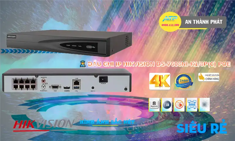 DS-7608NI-K1/8P(C) sắc nét Hikvision