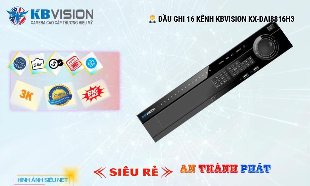 Đầu Ghi  KBvision Thiết kế Đẹp KX-DAi8816H3