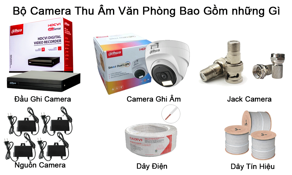 bộ camera ghi âm văn phòng bao gồm những gì