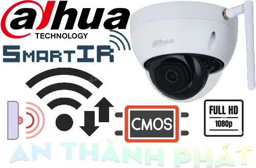 camera giám sát dahua DH-IPC-HDBW1230DE-SW với độ phân giải FULL HD 1080P, công nghệ camera ip wifi, Hồng Ngoại Smart IR nhìn ban đêm 30m, Chống Ngược Sáng DWDR