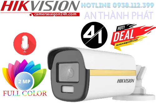 camera giám sát DS-2CE12DF3T-FS hikvision với độ phân giải 2.0mp, AHD CVI TVI BCS, nhìn có màu ban đêm, chống bụi và nước IP67