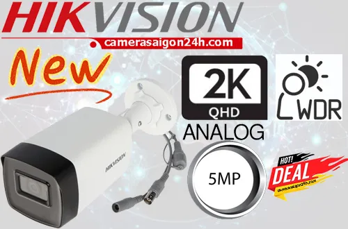 camera giám sát hkivision DS-2CE17H0T-IT5F(C) với độ phân giải Ultra 2k+ Sắt Nét, có thể nhìn ban đêm bằng hồng ngoại lên đến 30m, AHD CVI TVI BCS, Hồng Ngoại EXIR
