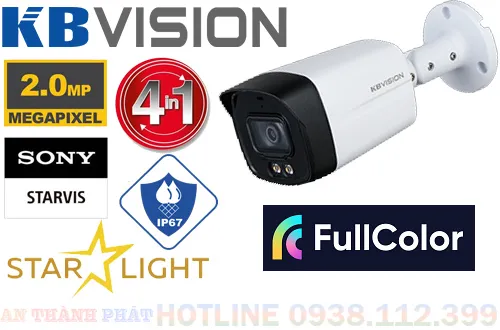 camera kbvision KX-CF2203L-A-VN với độ phân giải 2.0mp,Công nghệ nén hình ảnh H.265+/H.265/H.264+/H.264,Sony STARVIS CMOS, CVI/TVI/AHD/Analog, công nghệ full colo nhìn có màu vào ban đêm, Hỗ trợ chống ngược sáng thực DWDR, chống bụi và nước IP67