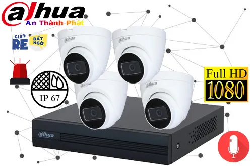 bộ camera giám sát dahua với độ phân giải 2.0mp, với tầm hồng ngoại ban đêm 40m, chống bụi và nước IP67